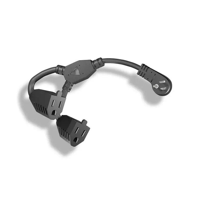 1-To-2 14Awg Ultra Low Profile Angle Nema 5-15P To 2 Nema 5-15R Power Cord Splitter 1