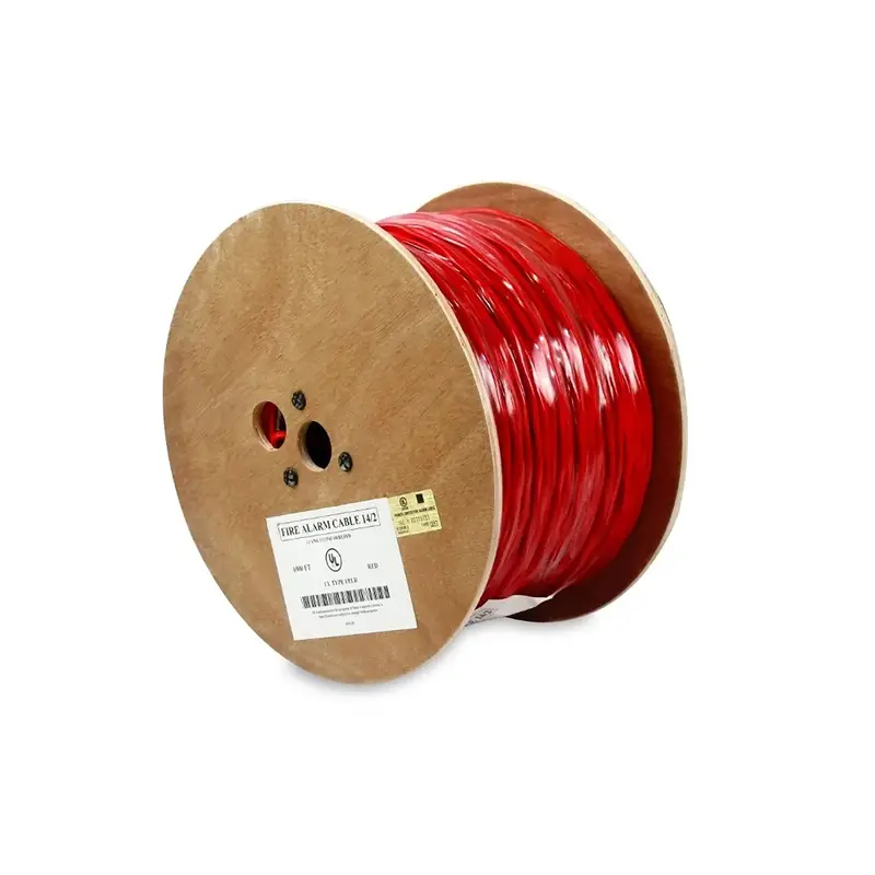 1000Ft 14Awg/2C Solid Shielded Fire Alarm Cable Fplr Bare Copper Red 1