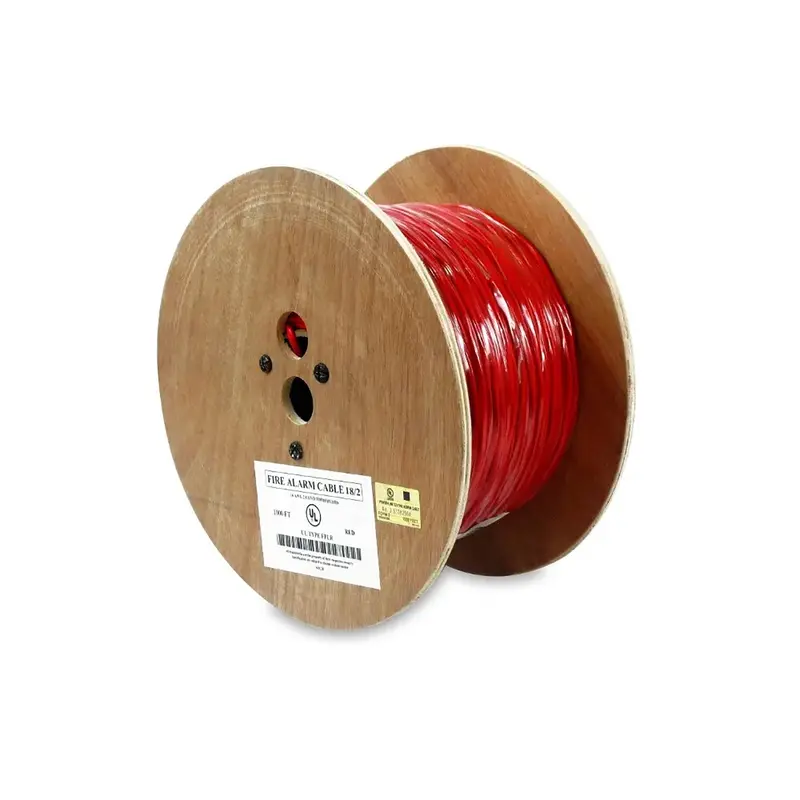 1000Ft 18Awg/2C Solid Unshielded Fire Alarm Fplr Bare Copper Cable Red 1