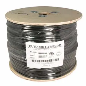 1000Ft Cat5e Solid Copper Direct Burial Outdoor Bulk Cable Gel Type Black 1