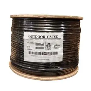 1000Ft Cat5e Utp Solid Copper Direct Burial Outdoor Bulk Cable Black 1