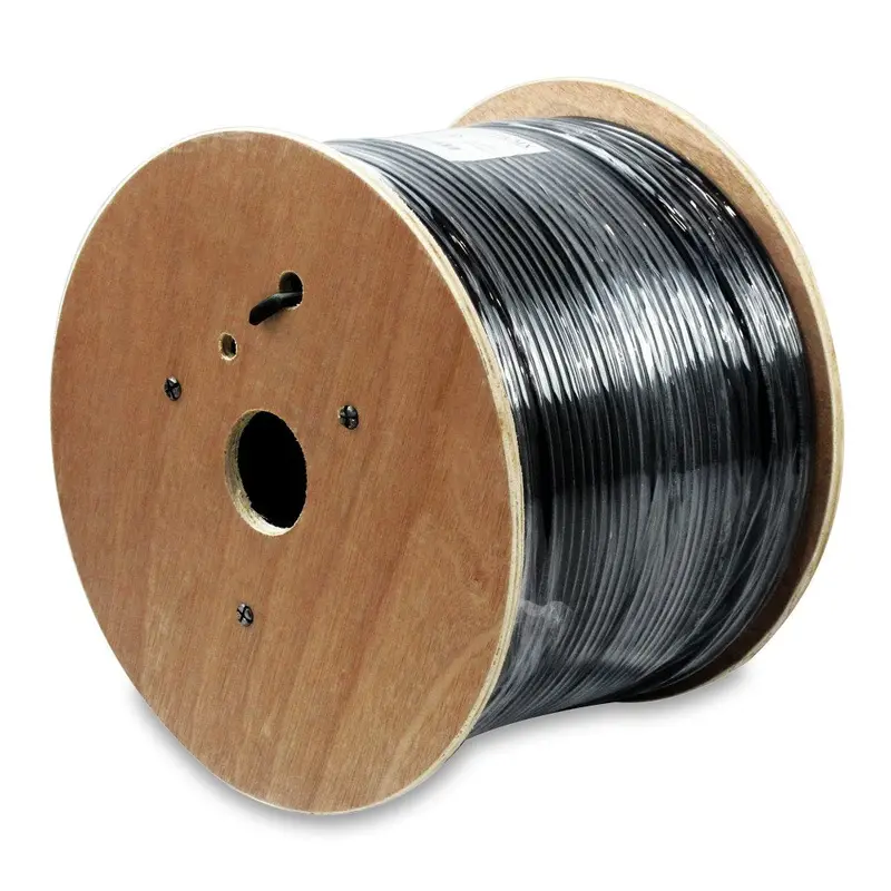 1000Ft Cat6 Ftp Direct Burial Shielded Outdoor Copper Cable Black 1