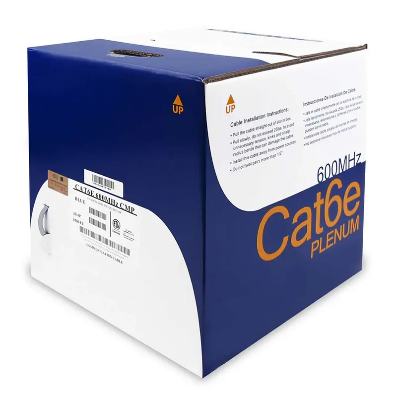 1000Ft Cat6 Solid Copper Cable Plenum W/Spline (Cmp) Reel-In-Box 1