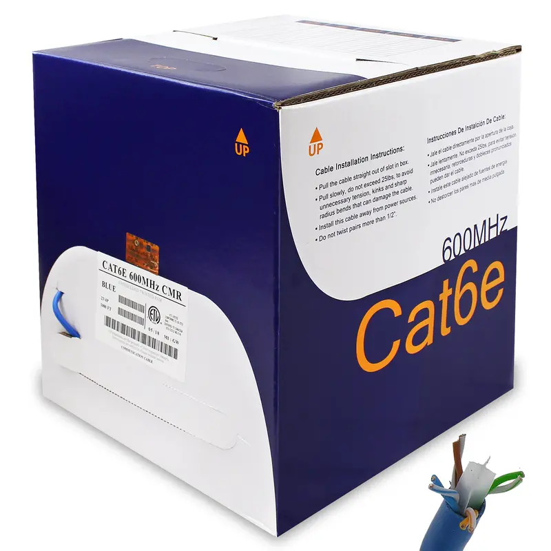1000Ft Cat6 Solid Wire Utp Riser (Cmr) Copper Bulk Cable Reel-In-Box 1