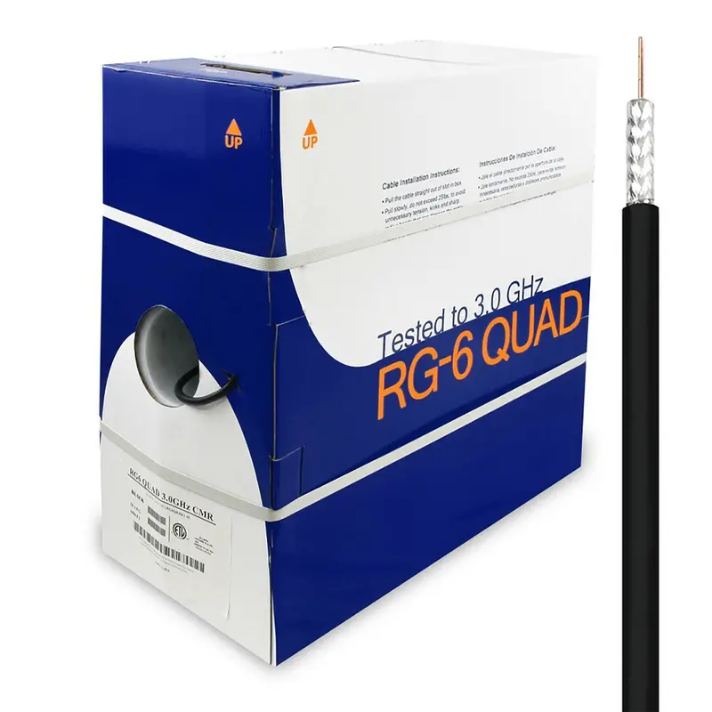 1000Ft Rg6 Bc Quad Shielded Riser Cmr Coaxial Cable 1