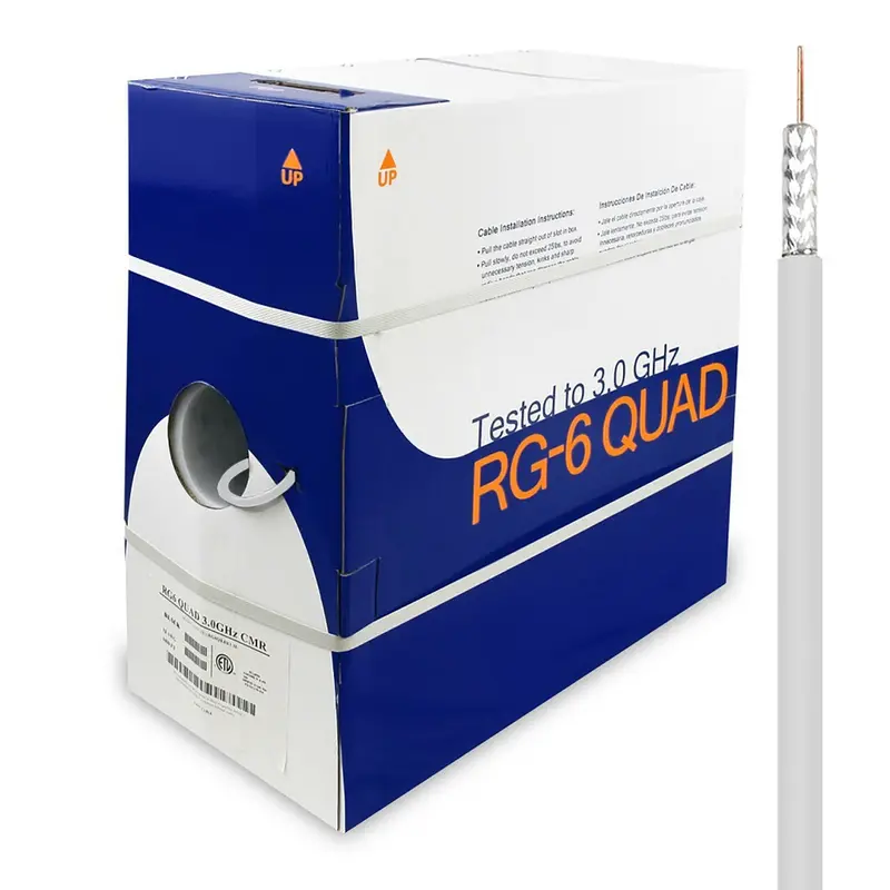 1000Ft Rg6 Ccs Quad Shielded Riser Cmr Coaxial Cable 1