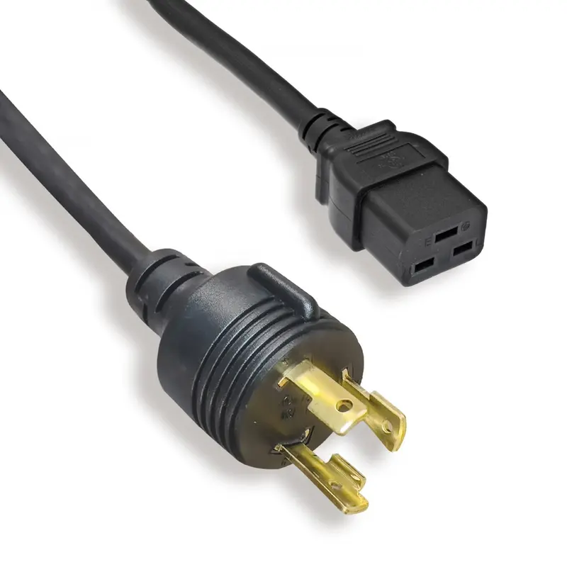 10Ft 12Awg L6-30P To C19 Power Cords, 15A, 300V, 12/3 Sjt Black 1