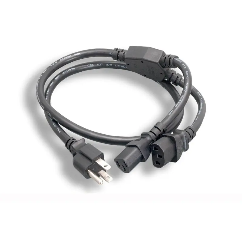 18Awg Power Cord Splitter Nema 5-15P To Iec-60320-C13 X 2 1