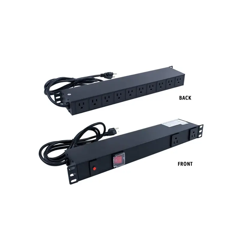 19" 1U Rackmount 12-Outlet Pdu Metal Case 6.5-Ft Power Cord Ac 110V 15A 1