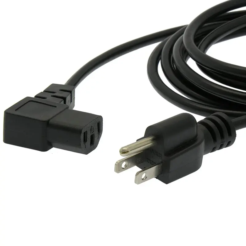 1Ft Right Angle Power Cord Nema5-15P/Iec320 C13 18Awg 1