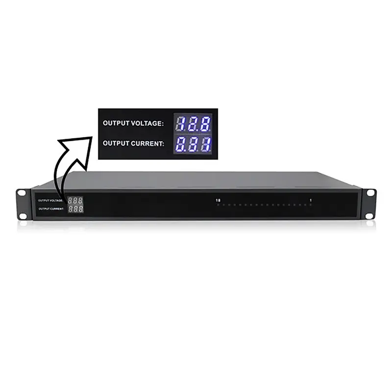 1U Rackmount Power Supply With Lcd Monitor Meter, Dc20a, 18-Channel 1