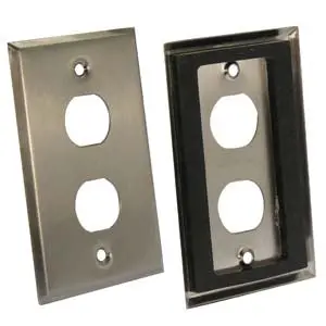 2-Port Industrial Single Gang Stainless Steel Wallplate W/Water Seal 1