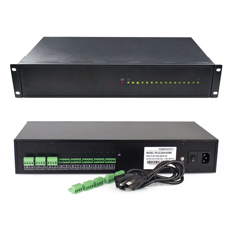 2U Rackmount Power Supply Cctv Dc 12V 20A 16-Channel W/Ups And Ptc 1