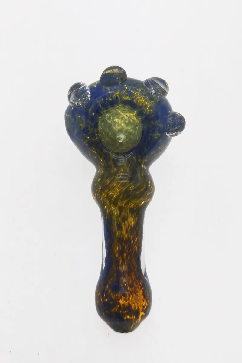 3.75" Dry Spoon Pipe W/ Marbles & Multi-Color (55G) Carb Hole: Left Side 1