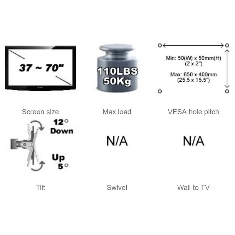 37"~70" Flat Tv 1.5" Npt Pipe Ceiling Mount Vesa 600X400 Plb-Ce8-0646 2