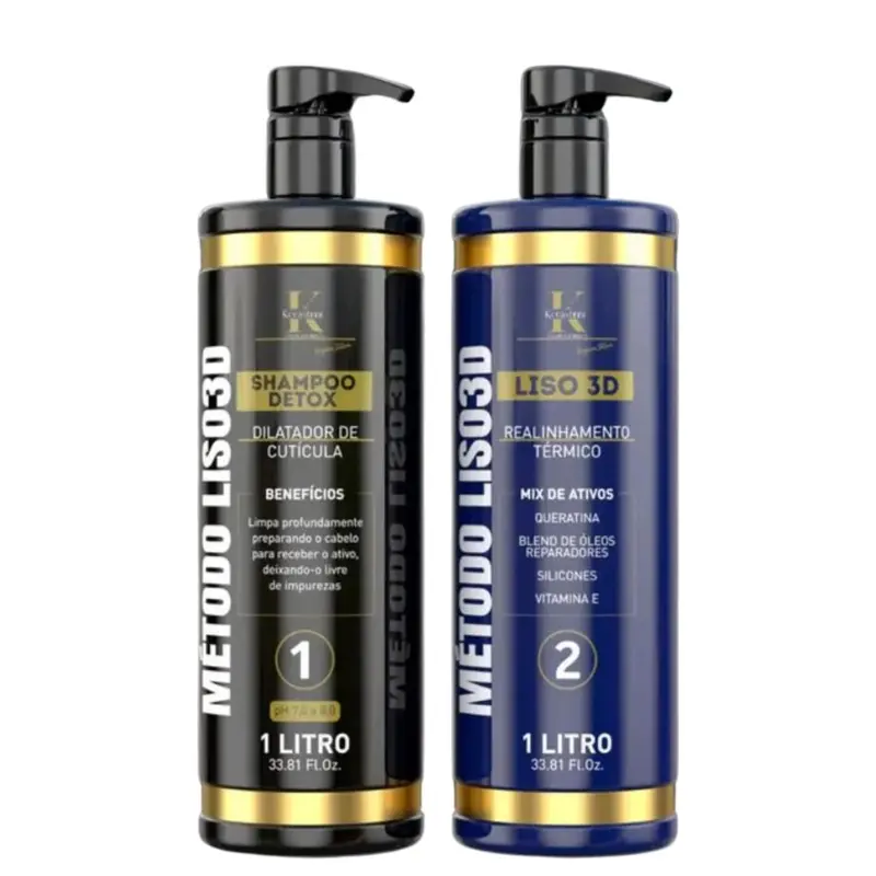 3D Smooth Progressive Brush Hair Straightening Volume Reducer Kit 2X 1L Kerastinni 1