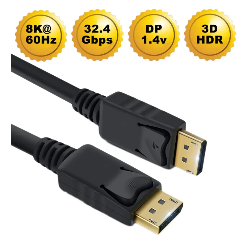 3Ft Displayport Cable Male To Male W/Latches V1.4 8K 60Hz 1