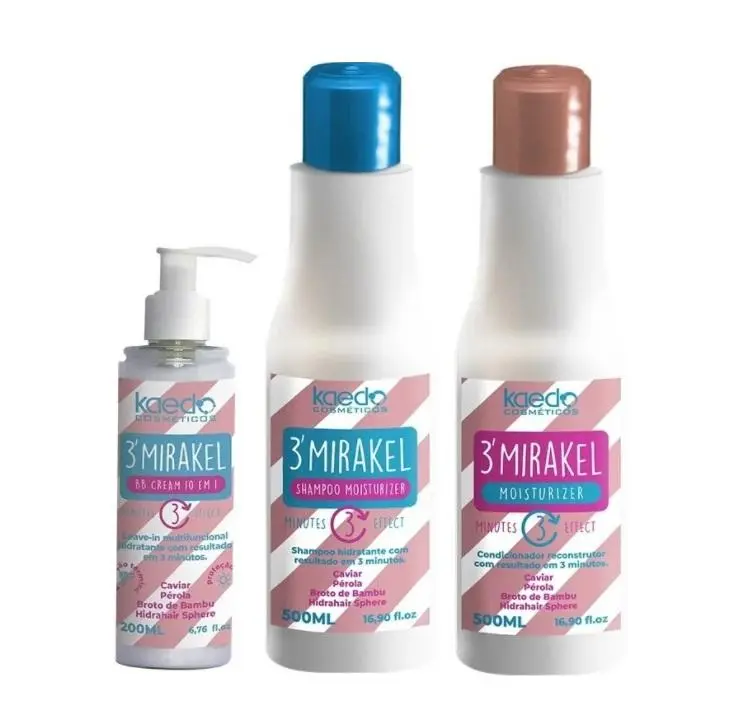 3'Mirakel 3 Minutes Miracle Effect Hair Moisturizing Treatment Kit 3 Itens - Kaedo 1