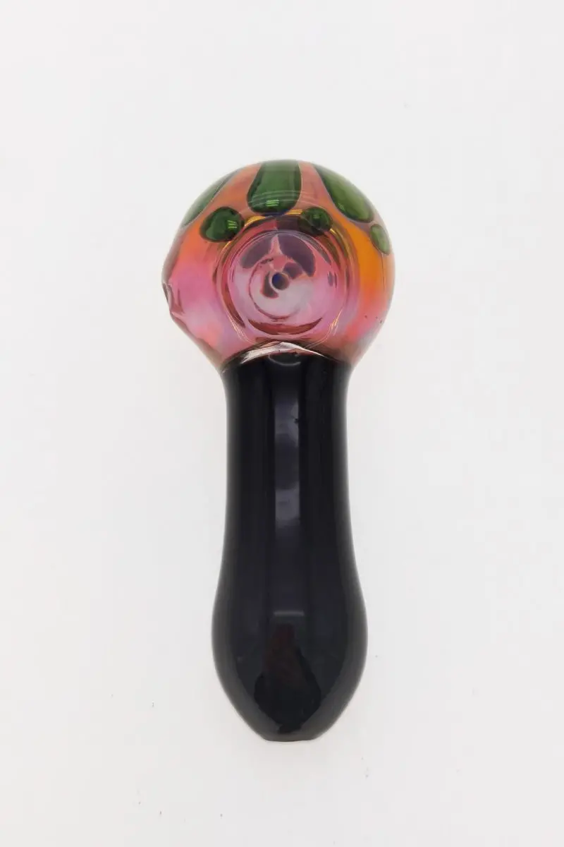 4.00" Dry Spoon Pipe W/ Flower Ribbon (67G) Carb Hole: Left Side 1