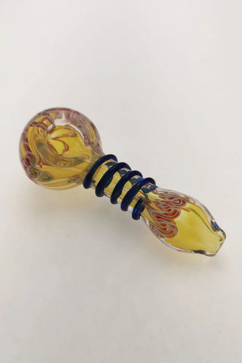 4.25" Dry Spoon Pipe W/ Ribbon & Rod Wrap (85G) Carb Hole: Left Side 1