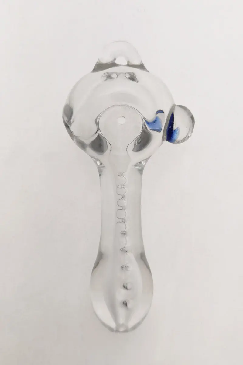 4.50" Dry Spoon Pipe W/ Color Marble & Clear Vertical Pit (104G) 1