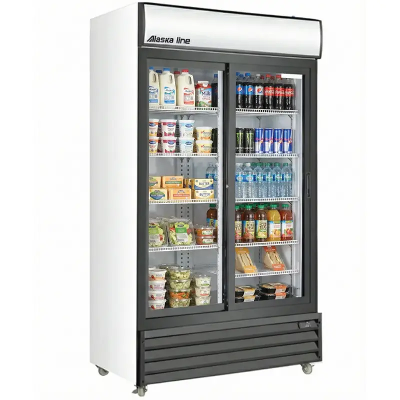 40" Alaska-Line Double Sliding Glass Door Cooler 28 Cu.Ft., Hit-803 1
