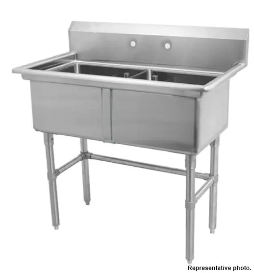 47'' Chef Two Tub Sink With Centre Draina & No Drainboard Ch-2004 1