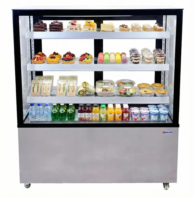48" Omcan Square Glass Floor Refrigerated Display Case 530L Capacity, 44383 1