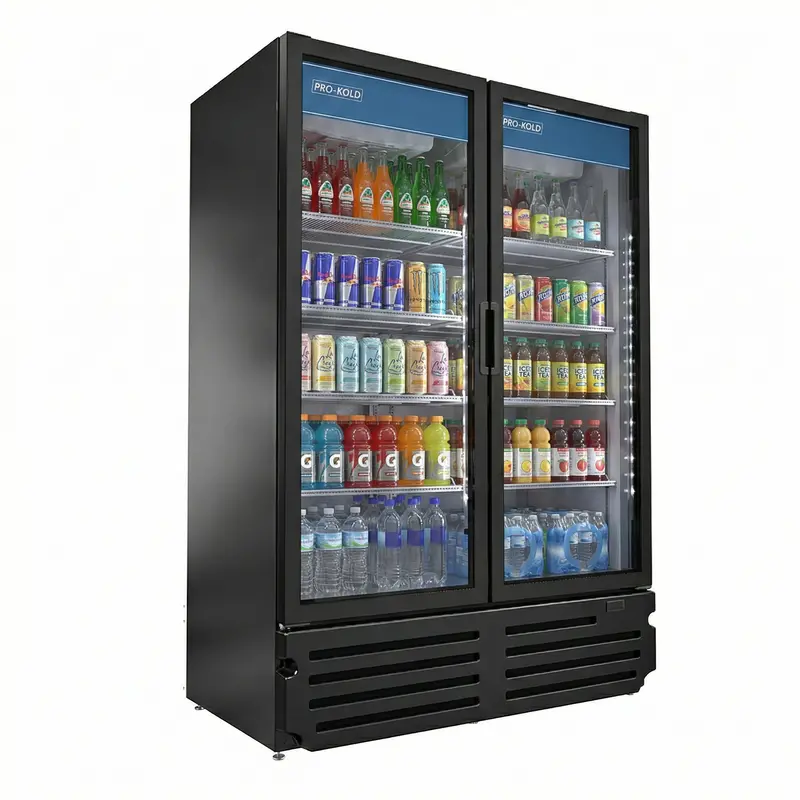 48" Pro-Kold Double Glass Door Merchandise Cooler 23.8 Cu.Ft., Vc-43 1