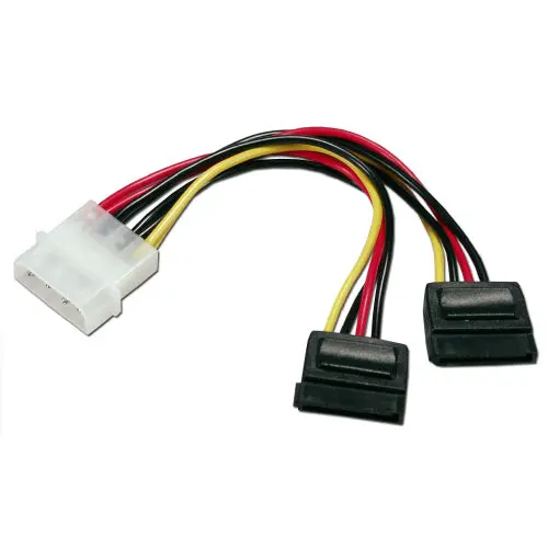 4P Male To 2X Sata 15P "Y" Adapter 8" 1