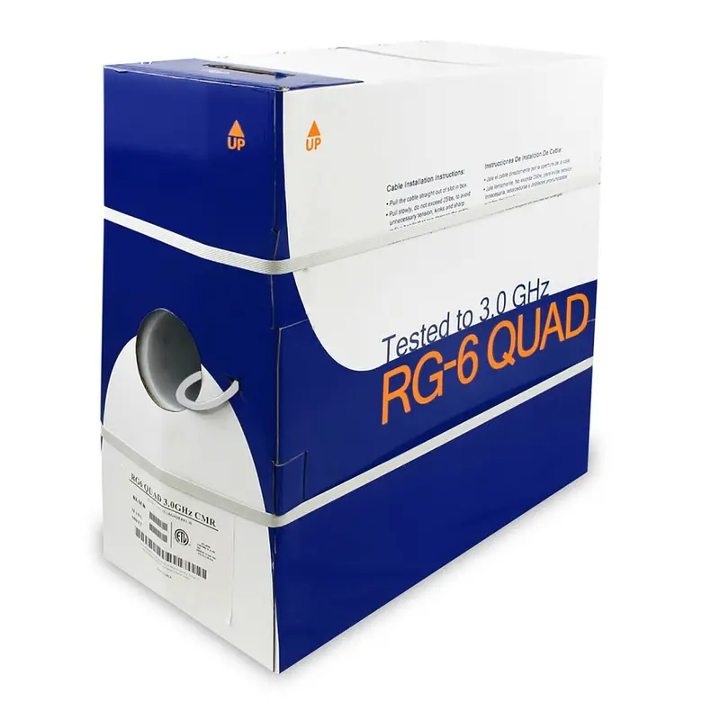 500Ft Rg6 Ccs Quad Dual Siamese Riser (Cmr) Coaxial Cable White 1
