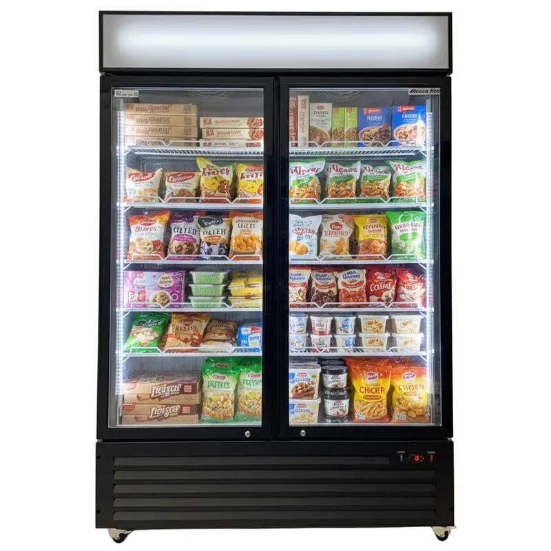 54'' Alaska Line Glass Double Door Freezer Hit-424 1