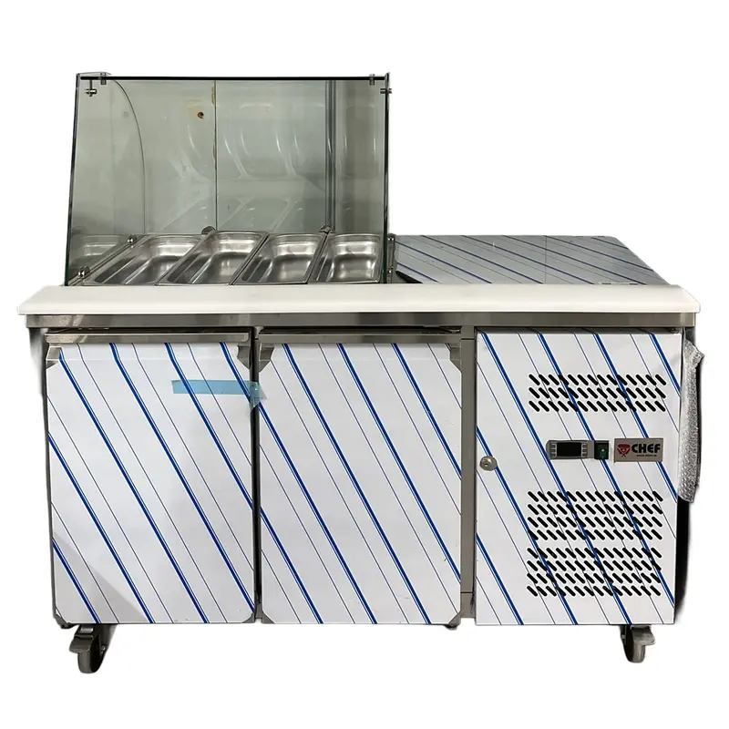 54'' Chef Salad Prep Table With Sneeze Guard Gn-2100Salgc 2