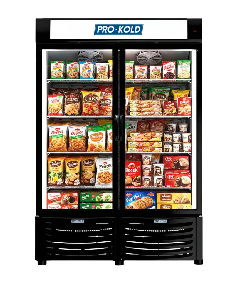 54" Pro-Kold Double Glass Door Display Freezer 32 Cu.Ft., Durf-32W 1