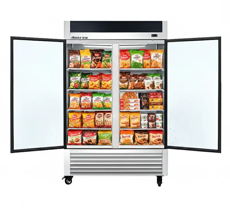 55" Alaska-Line Reach In 2 Glass Door Freezer 50 Cu.Ft Hit-408 1
