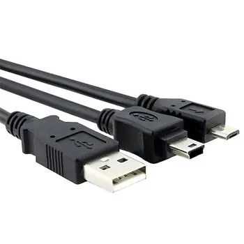 5Ft Usb 2.0 A Male To Mini-B Male + Micro-B Male Splitter Cable For Charging 1