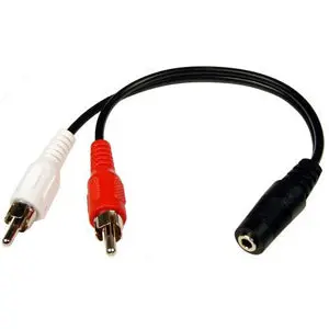 6 Inch 3.5Mm Stereo Jack To 2Xrca Male Cable 1