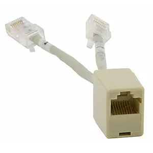 6-Inch Cat5e Rj-45 Female To Dual Rj-45 Male Plug Ethernet T-Adapte 1