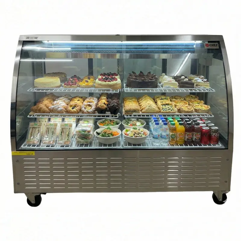 60'' Chef Stainless Steel Curved Display Cooler 22 Cu.Ft -  Std-6032-S 1