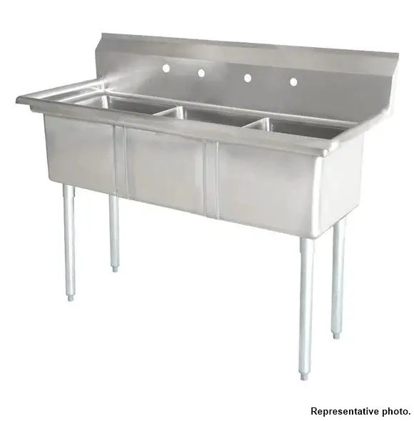 63'' Chef Three Tub Sink With Centre Drain And No Drainboard Ch-2015 1