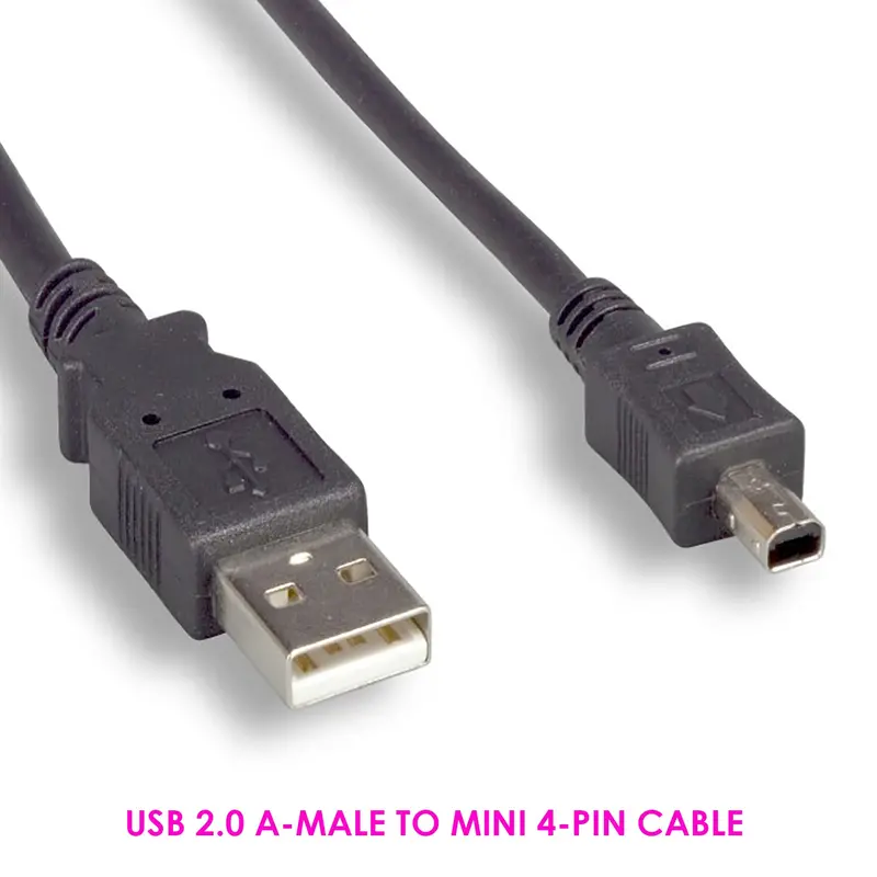 6Ft Usb 2.0 Cable Usb 2.0 A-Male To Mini 4-Pin Male Black 1