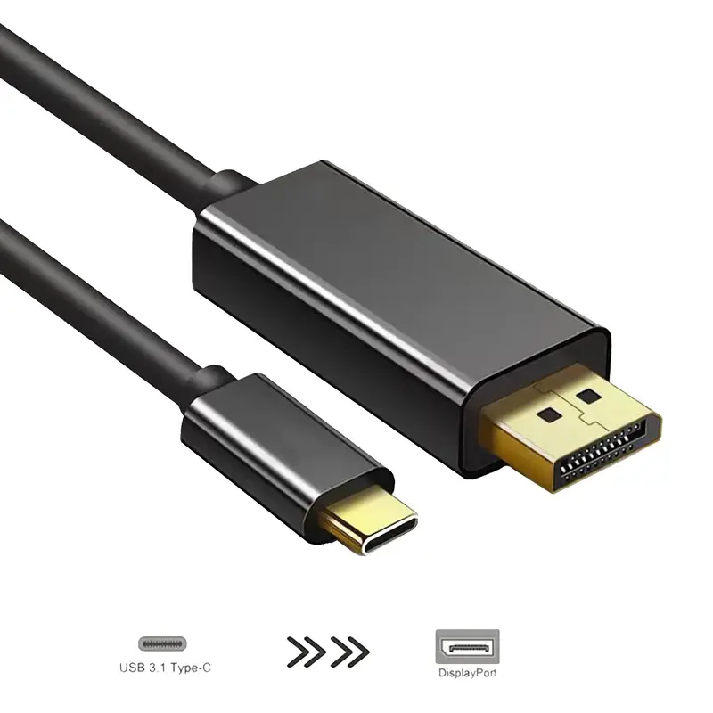 6Ft Usb-C To Displayport Male Audio Video Adapter Cable 4K 60Hz Black 1