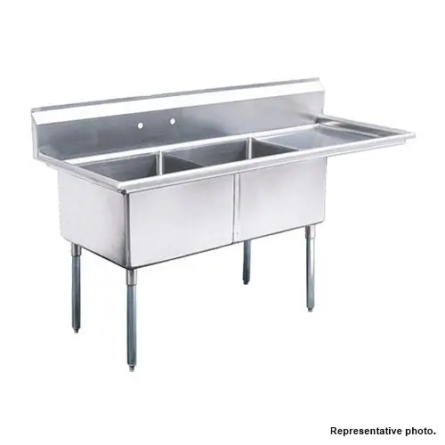 71'' Chef Two Tub Sink With Centre Drain & Right Drainboard Ch-2024 1