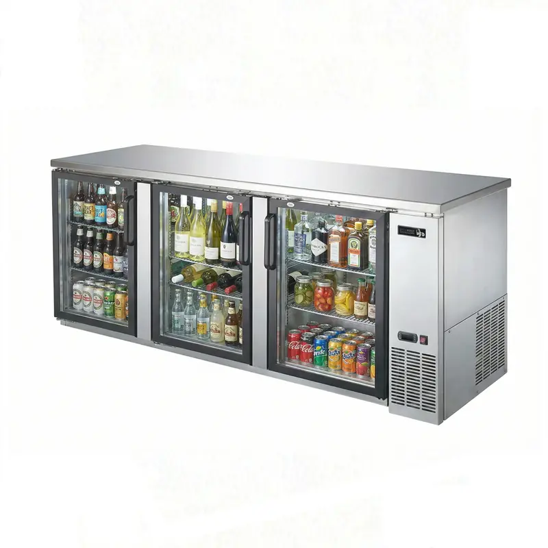90″ Efi Triple Door Stainless Glass Back Bar Refrigerator Cbbsgd3-90Cc 1