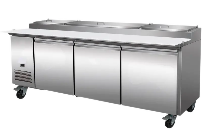 94" Chef Triple Solid Door Refrigerated Pizza Prep Table Wc-3Dppt-Hc 1