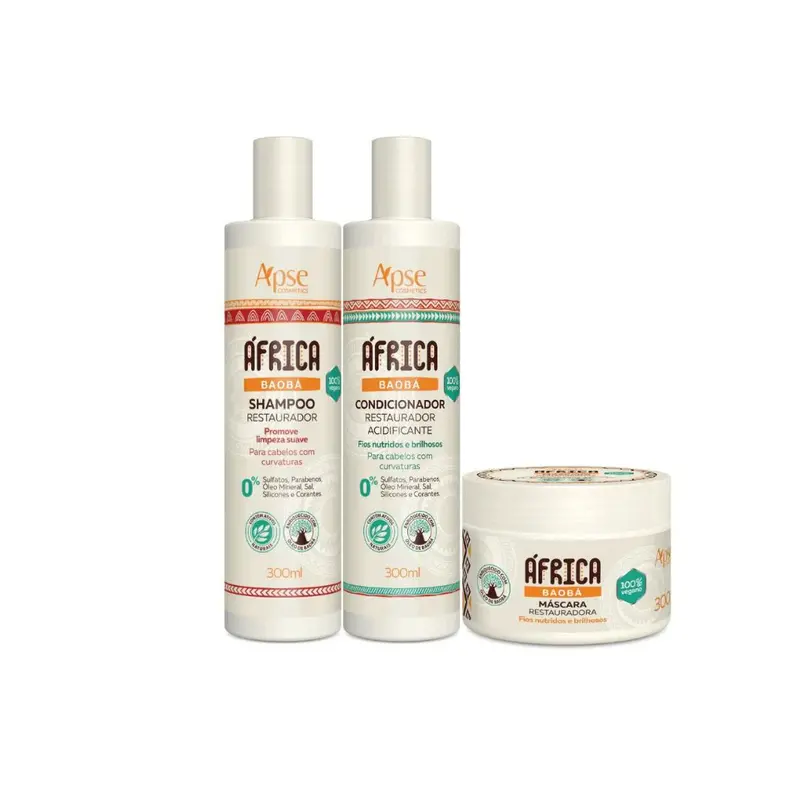 Africa Baobab Curly Wavy Hair Vegan Restore Nourishing Treatment Kit Apse 1