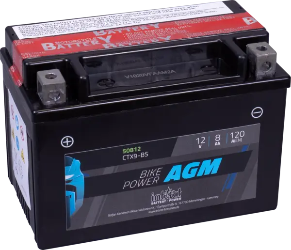 Agm Bike Battery Ytx9-Bs -Intact Battery-Power 1
