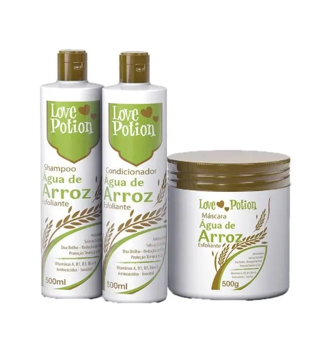 Água De Arroz Rice Water Exfoliating Shine Hair Treatment Kit 3X500 - Love Potion 1