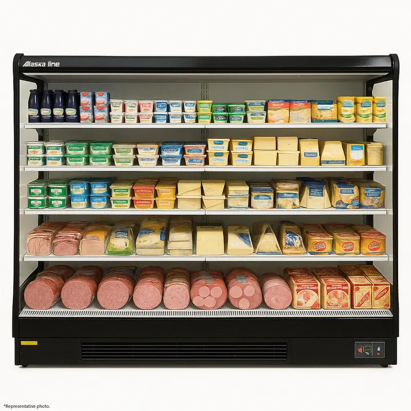 Alaska-Line 101'' Open Air Merchandise Floor Display Cooler W/ Curtain Remote Or Self Contain Hit-22 1