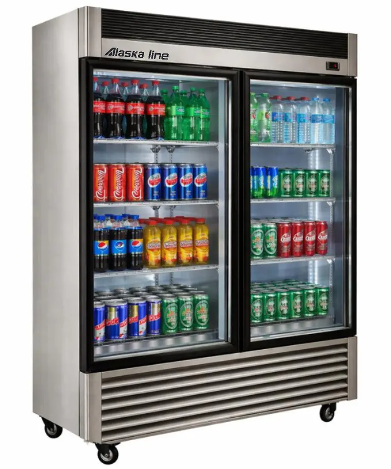 Alaska-Line 55'' Stainless Steel Two Glass Door Cooler 50 Cu.Ft., Hit-409 1